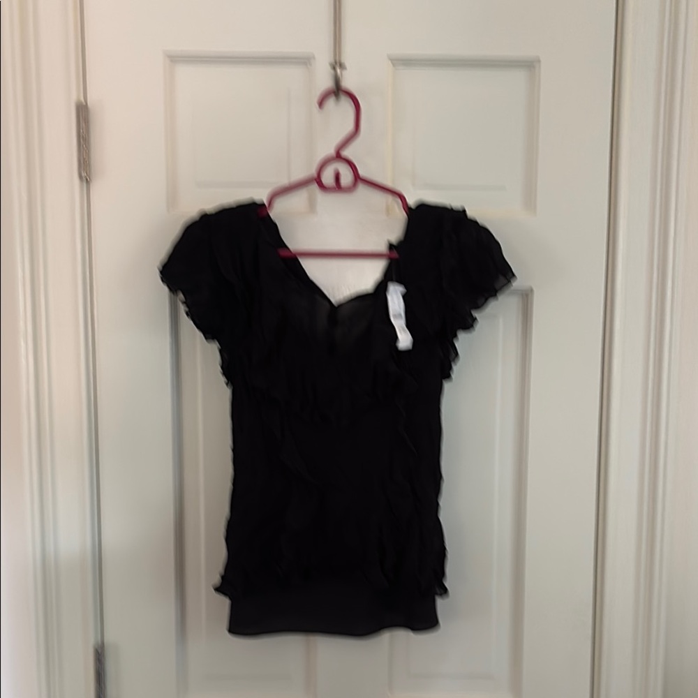 J. Crew Black Ruffled Fitted Blouse with camisole